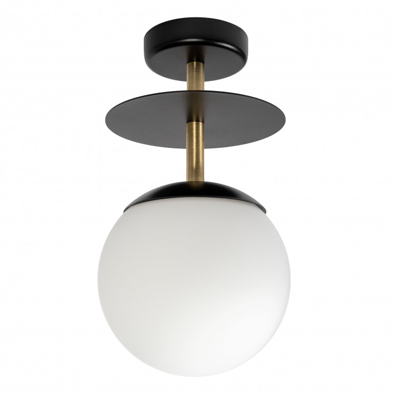 PLAAT B black ceiling lamp / plafond with brass