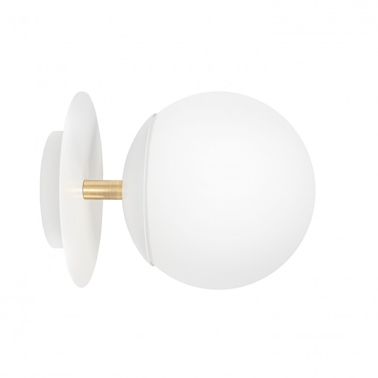 PLAAT C white wall lamp / sconce with brass