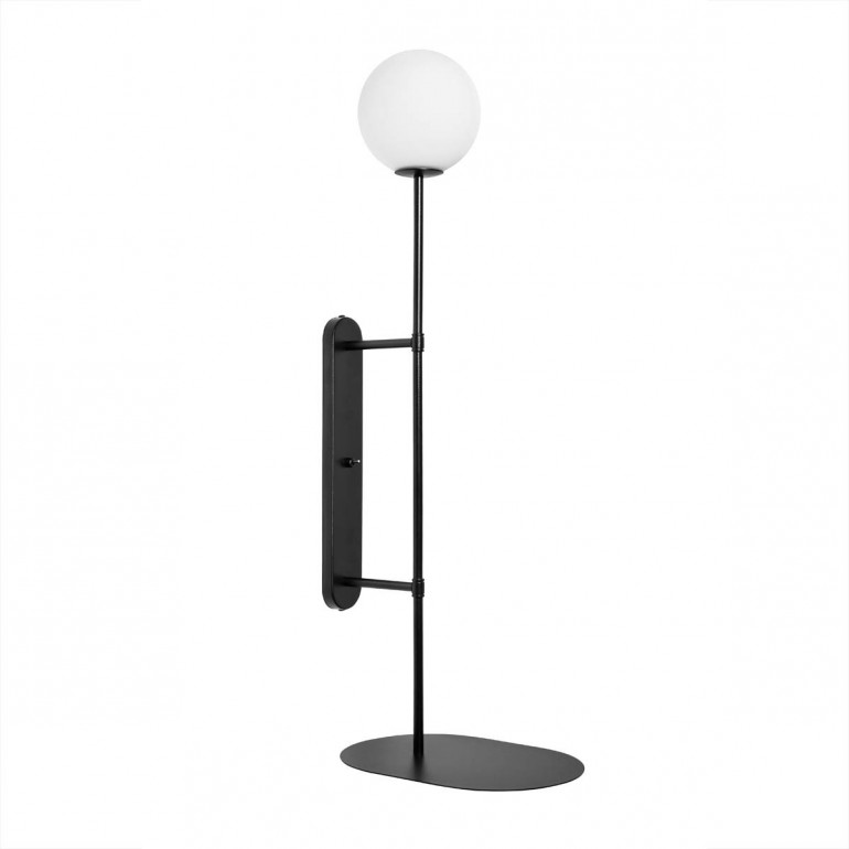 TABLO black wall lamp / sconce with a shelf