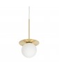 Ceiling lamp BORRA B white with a brass disc and a glass UMMO shade