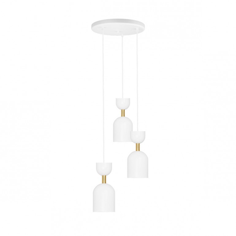 SUPURU 3P white pendant lamp / plafond with brass