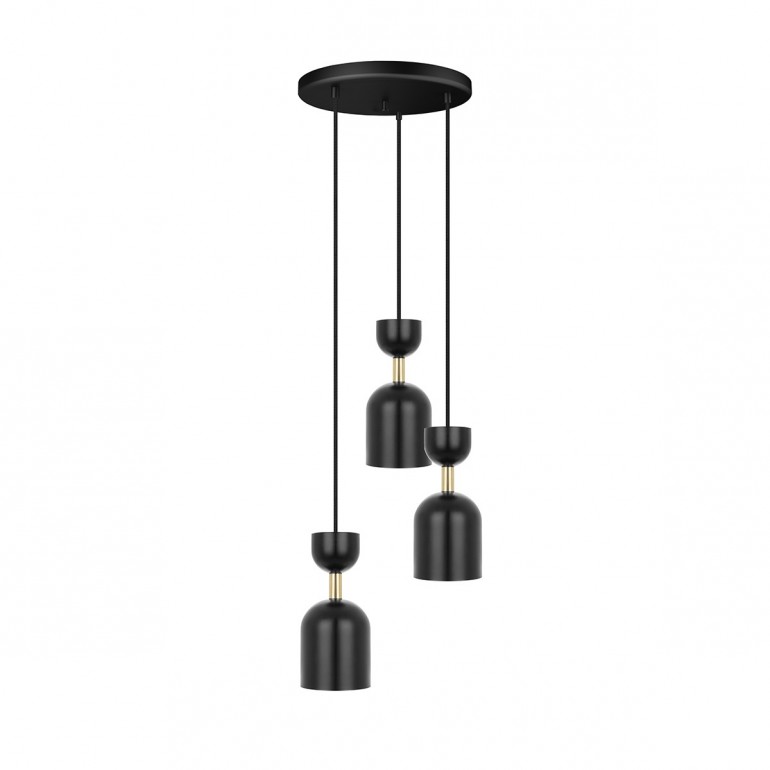 SUPURU 3P black pendant lamp / plafond with brass
