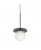 Ceiling lamp BORRA B white with a black disc and a glass UMMO shade