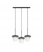 Triple ceiling pendant lamp BORRA B 3L black with strip and white glass lampshades UMMO