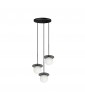 Triple black ceiling pendant lamp BORRA B 3P three white glass balls 15cm UMMO