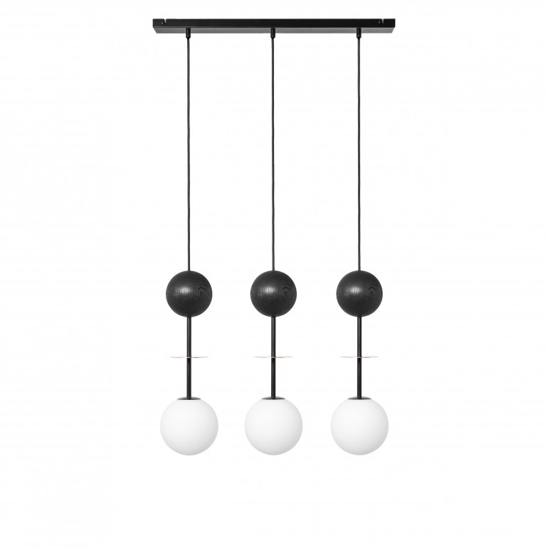 OIO A 3L black triple ceiling lamp with brass