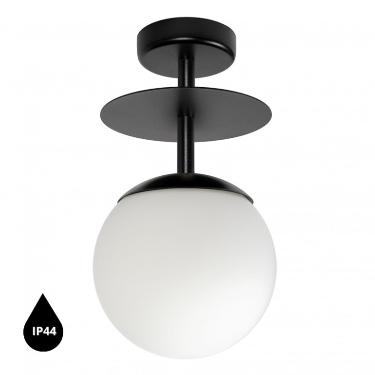 PLAAT B black ceiling lamp / plafond IP44