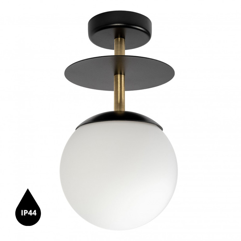 PLAAT B black ceiling lamp / plafond with brass IP44