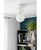 White ceiling lamp PLAAT B white ceiling with disk, glass shade and brass detail UMMO