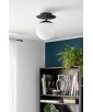 Black wall lamp PLAAT C black sconce with disk and glass shade UMMO