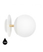 White wall lamp PLAAT C white sconce with disk, glass shade and brass detail UMMO