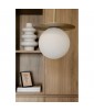 Ceiling lamp BORRA B white with a brass disc and a glass UMMO shade