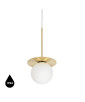 Ceiling lamp BORRA B white with a brass disc and a glass UMMO shade