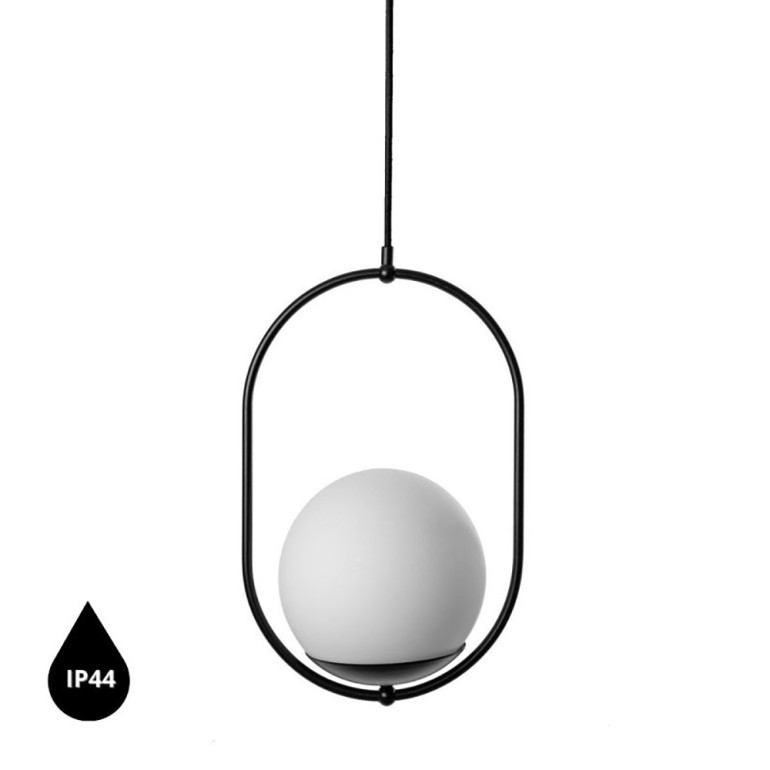 KOBAN B black ceiling pendant lamp IP44