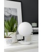 White table lamp PLAAT ST white standing lamp with disk and glass shade UMMO