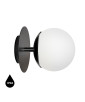 Black wall lamp PLAAT C black sconce with disk and glass shade UMMO