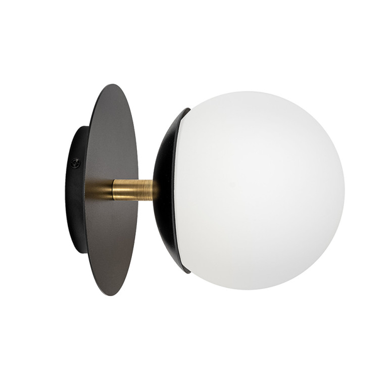 PLAAT C black wall lamp / sconce with brass