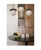 Triple ceiling pendant lamp BORRA B 3L black with strip and white glass lampshades UMMO