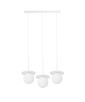 Triple ceiling pendant lamp BORRA B 3L black with strip and white glass lampshades UMMO